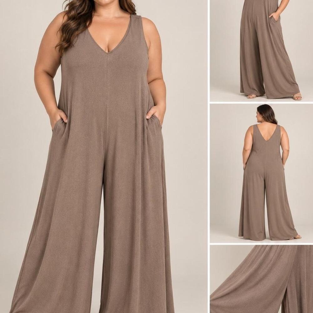 Taupe wide leg jumpsuit size 4x